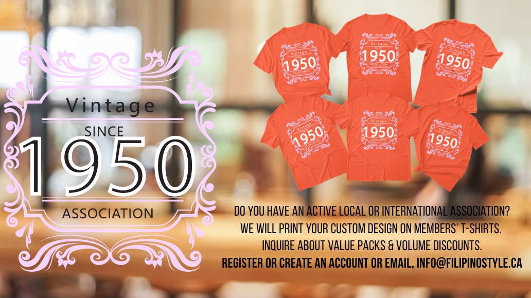 Custom orange t-shirts with a vintage 1950 association logo for local or international groups.