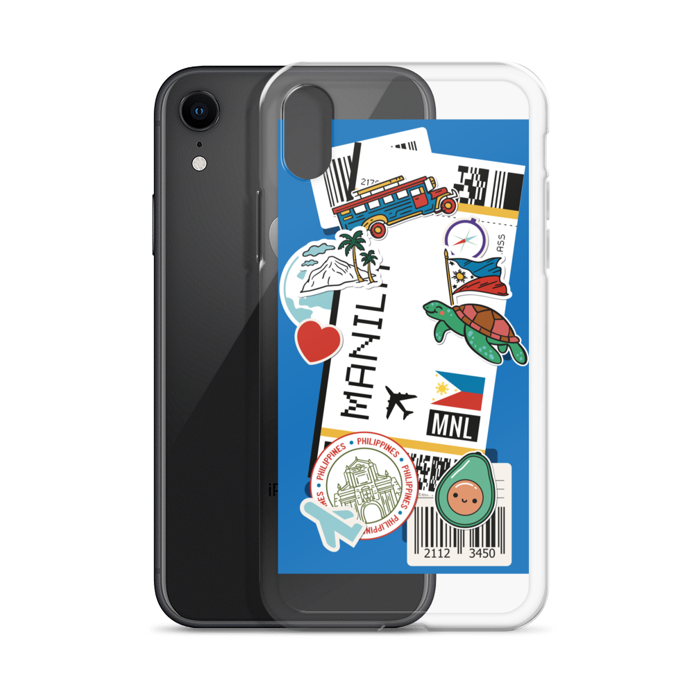 Phil Travel Boarding Pass clear iPhone case with Philippines themed stickers by Printful